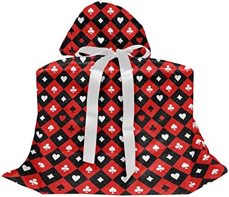 Bolsa de presente de torneio de poker lunarable, traje de cartão de xadrez clássico de diamante xadrez padrão de diamante, festeira de tecido bolsa com 3 fitas, 27, vermelho preto vermelho