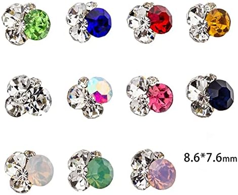 N/A 10pcs Cristais de unhas 3D Stromestone AB encharms quadrados gemas de unhas redonda de unha Decoração de manicure Acessórios de manicure jóias brilhantes