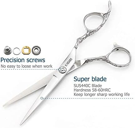 Tesoura de corte de cabelo de 6 polegadas e tesoura de tesoura de 6 polegadas de barbeiro barbeiro cortada de cabelo tesoura de cabelo profissional Kinsaro