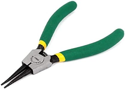 Alça de plástico verde de plástico verde X-Dree, de comprimento reto de circlip de 5 (Manija Recubierta de Plástico Verde, Exterior, Alicate Recto, Pinza, 5 '' De Largo