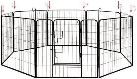 Aleko Dog Kennel Pet Playpen | Cerca da gaiola do exercício pesado | Painel de 8 | 32 x 32 polegadas | Preto | DK32X32