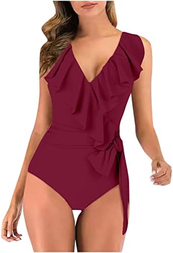 Ctdiral Mulheres de uma peça Deep Deep Swimsuits Sexy Bainha de biquíni de biquíni Alto controle de barriga de banho