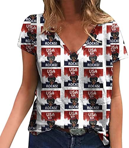 TOPS Exercício do Dia das Mulheres Independência Para Mulheres Imprimem Camisas Diárias de Verão para Mulheres Visores de Pescoço Vesculento Americano Americano
