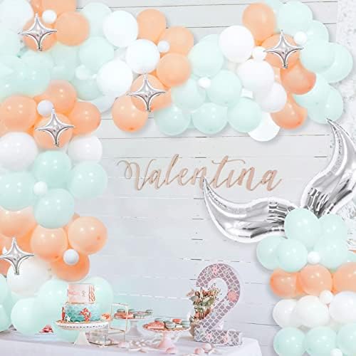 Kit de arco de garland de balão de sereia, balões de sereia arco com sereia estrelas de caudas, decorações de festas de sereia