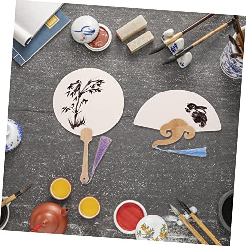 Hemoton 4pcs Fã de mão mantida Fan tradicional Fã dobrável Fan de Fan Hand Hand Diy Materiais Fan Materiais, Wood White Kids Paintando
