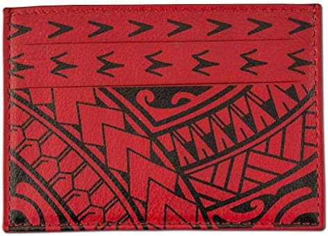 Polynesian Tattoo Leather Credit Card Card Titular Super Slim Wallet Hiku com arte de tatuagem tribal por Eugene Ta'ase de Nakoa