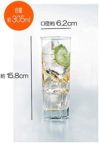 サント リー マーケティング Suntory Marketing 049-24 Glass Zombie, Clear, 10,1 fl oz, octogonal, fabricado no Japão, pacote de 6