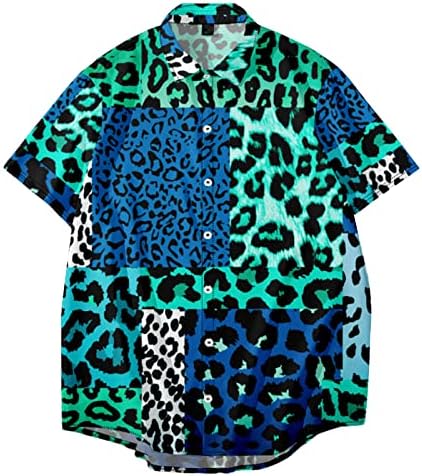 2023 Novos camisetas impressas em leopardo impresso masculas de manga curta de manga curta
