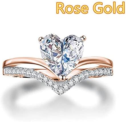 Yistu toca anel vintage Printage Princess personalizado Diamond Zircon Engagement em forma de coração Anéis femininos 46 anéis