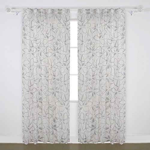 Deconovo Back Tab Cotton Voile Decorativa cortinas transparentes para janelas da cozinha, 52x95 polegadas, cinza