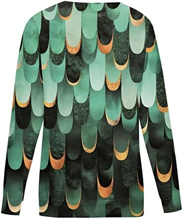 Sorto de gole de tripulação para mulheres camiseta vintage Moda de moda bloco de manga comprida Túdos de capa de outono casual