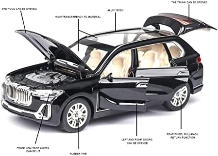 Modelo de carro em escala para BMW X7 SUV Alloy Modelo de carro Die Casting Decoração do carro Luz de luz Pull Back Birthday Gift