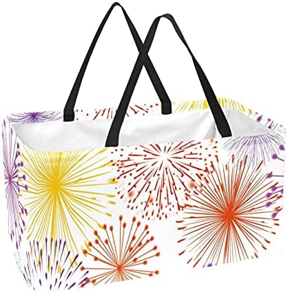 50l Shopper Bags Multicolor Firework Celebration Caixa de compras dobrável Bolsa de compras com alças, reutilizável