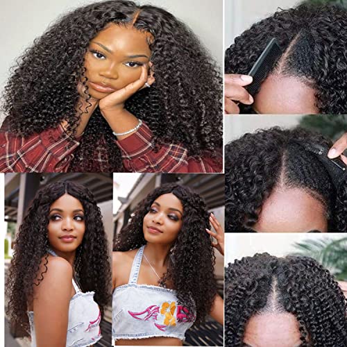 Ainmeys de 8 polegadas Curly V Parte perucas Brasileiras Brasileiras Cabelas Curly Human Wigs Para Mulheres Negras