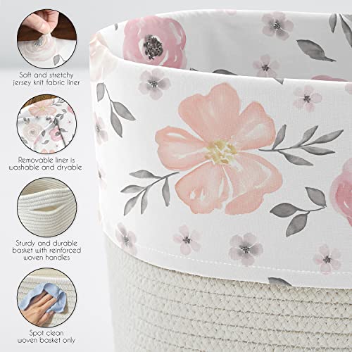 Doce JoJo Designs blush rosa cinza boho floral menina tecido tecido cesto cesto cesto algodão corda de armazenamento de armazenamento