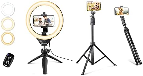 Ubeesize 10 Selfie Ring Light & 67 '' Tripod Stand & Selfie Stick Tripé, tudo em um tripé profissional, tripé celular com remoto sem fio e suporte para telefone