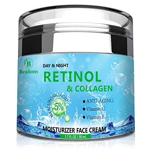 Creme de retinol para rosto, creme de colágeno com ácido hialurônico para creme de rosto hidratante e antienvelhecimento