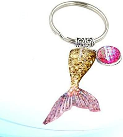 AMOSFUN Mermaid Keychain Tecla de peixe -chave de bolsa de bolsa de bolsa Chain Chain Key Split Ring for Kids Adults