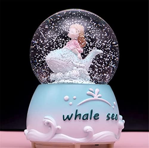 Lukeo Dream Dolphin Crystal Ball Girl Birthday Gift pode girar os ornamentos flutuantes da caixa de neve da caixa de neve