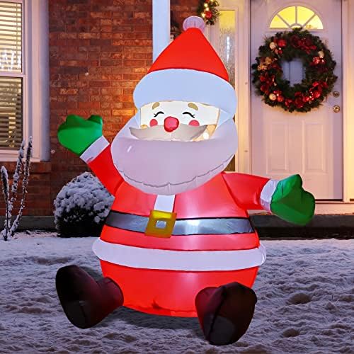 Comin, 5 pés de natal infláveis ​​decorações ao ar livre, explodir o Papai Noel inflável com LEDs embutidos para o Natal de