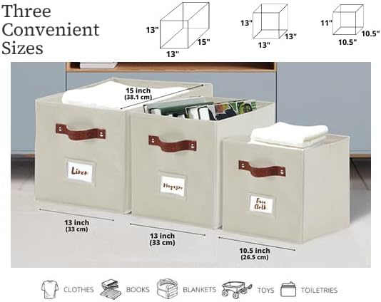 Cestas de armazenamento Decomomo 13x15x13 caixas de cubo de armazenamento com titulares de etiquetas, cubos de armazenamento de kallax cestos para organizar prateleiras brinquedos de berçário