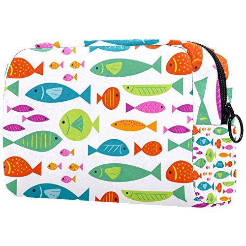 Padrão de peixes Bolsa de viagem cosmética Bolsa de maquiagem reutilizável de grande capacidade para meninas adolescentes Mulheres