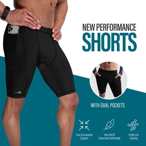 Shorts de compressão compressionz homens com bolsos - performance esportes spandex compressão de roupas íntimas 8