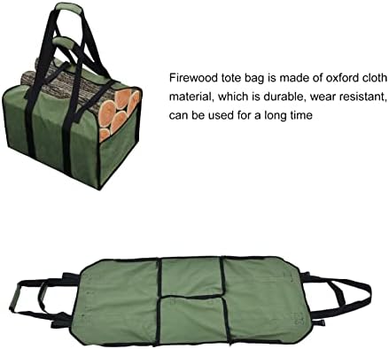 Bolsa de sacola, transportadora de toras de tecido oxford com alças e tiras pesadas, suporte de madeira grande durável com ampla