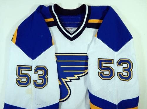 St. Louis Blues Jonas Junland 53 Game usou White Jersey DP12367 - Jogo usado NHL Jerseys