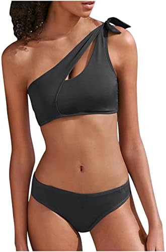 Biquíni esportivo de um ombro feminino Conjunto de cintura alta Corte de maiô de maiô Top Tankini Tankini Swimwear para