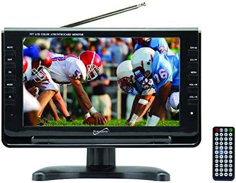 Tela LCD Widescreen portátil SuperSonic SC-499 com sintonizador de TV digital, entradas USB/SD e compatíveis com AC/DC para RVs, 9 polegadas