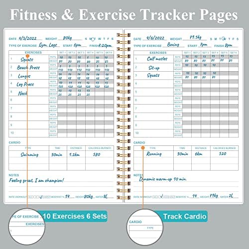 Fitness Journal for Women & Men - A5 Livro diário de registro de exercícios diários para perda de peso, academia, ganho muscular,