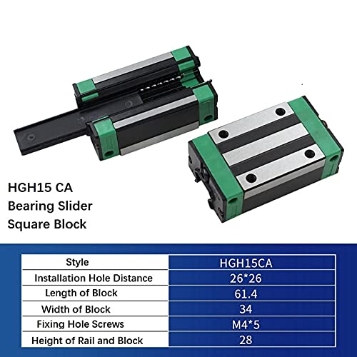 Mssoomm 15mm HGH15 Kit de trilho linear quadrado CNC 4pcs HGH15-10,24 polegada / 260mm +8pcs hgh15 - Ca quadrado rolamento slider