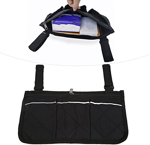 Bolsa lateral para cadeira de rodas, bolsa de apoio de braço, sacola de armazenamento pendurada em cadeira de rodas, bolsa de