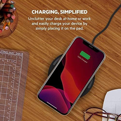 Belkin Quick Charge Wireless Charging Pad - Charger Charger de 15w Qi Pad para iPhone, Samsung Galaxy, Apple AirPods Pro & More - Charge enquanto ouve música, transmissão de vídeos e chamadas de vídeo - White