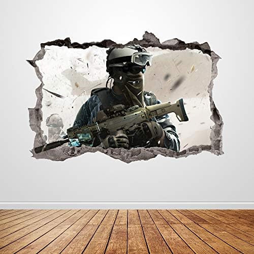 Decalque de parede do soldado esmagou 3D Graphic WarZone Sticker Art Art Mural Poster Kids Room Decoração Presente Up136