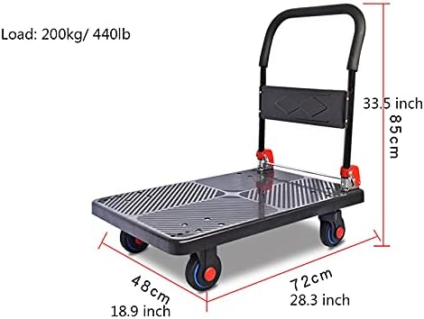 TOMYEU PLAPLEG elevador Silent Platform Truck Moving Push Cart com alça dobrável e rodas giratórias mudas para o escritório em