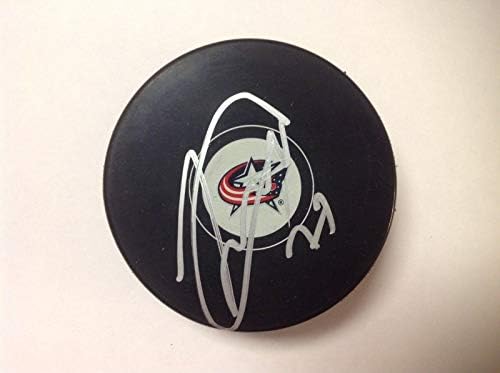 Josh Anderson assinou autógrafos columbus blue jackets hockey puck a - pucks autografados da NHL
