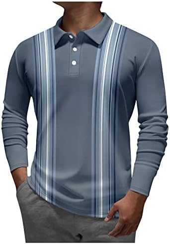 Moda de moda masculina Tees de manga longa botão para baixo camisetas impressão casual casual solto lapela de lapela