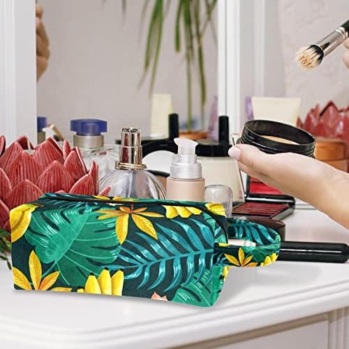TBOUOBT Sacos de viagem cosméticos, estojo de maquiagem, bolsa de maquiagem para produtos de higiene pessoal, frutas tropicais de flores de banana monstera havaí