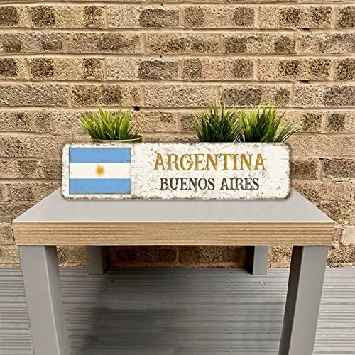 Argentina-Buenos Aires Flag Sinal Personalizou sua cidade placa retro placa sinais de metal Argentina-Buenos Aires Sinal de cidade natal para a loja da alpendre da fazenda decoração de parede 12x3in