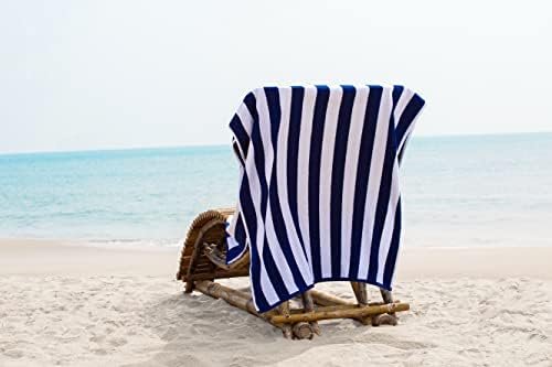 LINHO DE LINHA algodão Toalha de praia, pacote de 4 toalhas de praia, toalhas de piscina de faixa de cabana, toalhas de praia grandes para adultos, toalhas de praia altamente absorventes, toalhas secas rápidas - azul