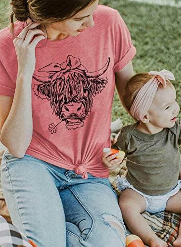 Camisas de vaca para mulheres Camiseta fofa de gado Cowgirl