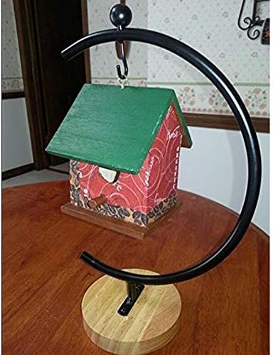 YY Ano Ornamento Display Stand Iron Pothook Stand Para pendurar terrário de vidro com decoração criativa da base de madeira