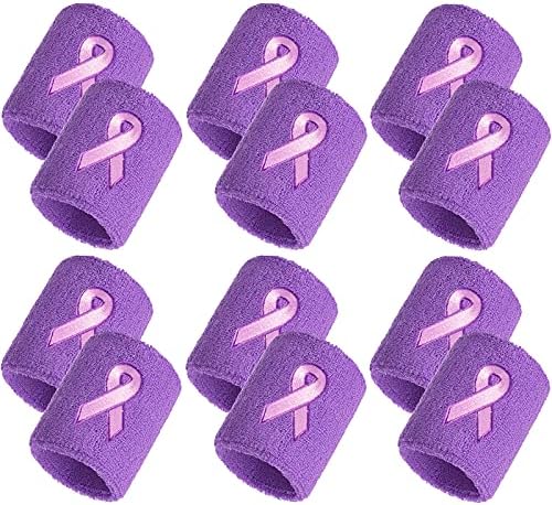 12 Pacote de pacote de câncer de mama As pulseiras de fita rosa a granel Bandas de moletom para meninos homens e mulheres,