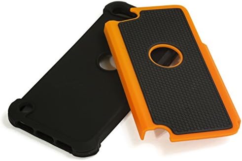 Caixa Ipod Touch 5 e 6, caixa de proteção híbrida pesada BASTEX - Capa de silicone preto macio com caixa de design preto e laranja [Shock] para Apple iPod Touch 5 e 6 [Compatível com iPod touch 6]