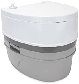 Camco Premium Travel Banheiro | Apresenta um tanque de retenção destacável de 5,3 galões e foi projetado para camping,