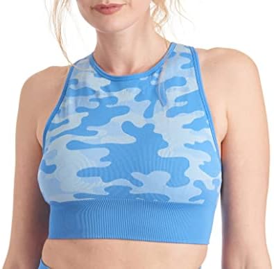 Maxxx Feminino Racerback Formamless Sports Bra Camo para exercícios de ginástica, ioga, corrida, ciclismo, exercício