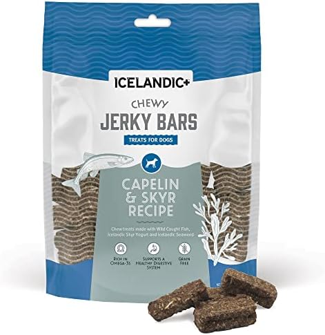 Islandic+ Plus Chewy Jerky Bars Capelin, Skyr, & Seaweed Dog Treat 2,5 oz