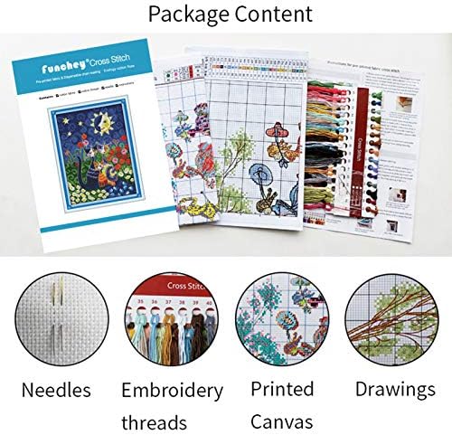 Funchey Beginners Stamped Kits Cross Stitch Faixa de Kits de iniciação de padrões de bordado para meninas kit de bordado